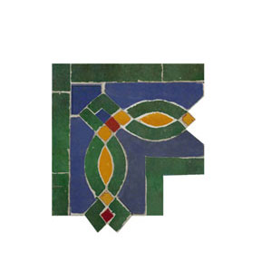Mosaic House Moroccan tile Zitoune Corner 15-10-8-7 Cobalt Blue Green Ochre Red   